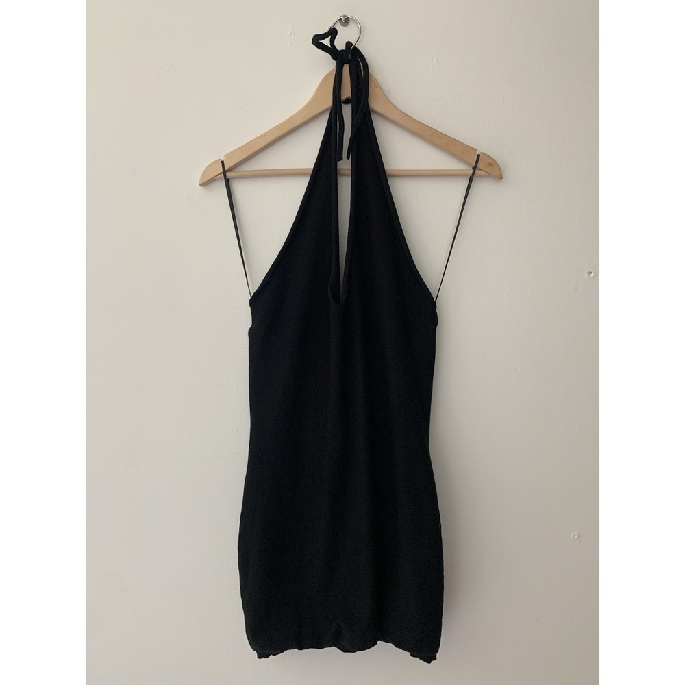 NWT Lioness Heavenly Sent Mini Dress Black 8 Halter Knit Club Wear Bodycon